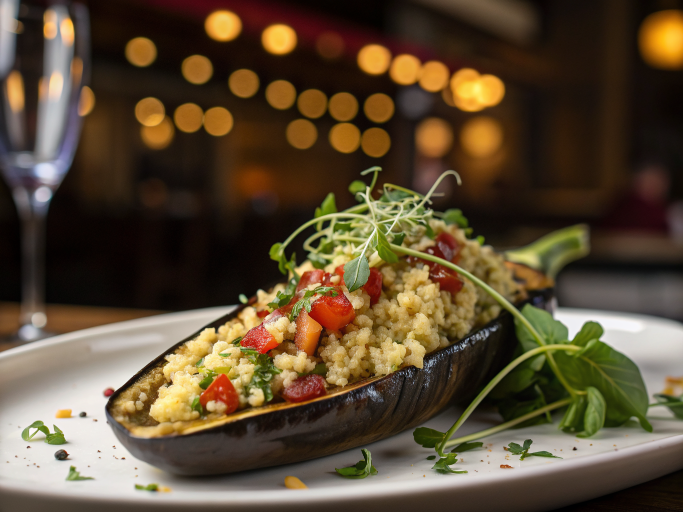 Mediterranean Stuffed Eggplant with Herbed Couscous