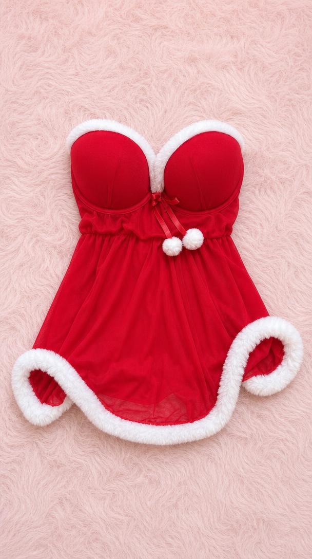 Red Santa Christmas Pet Dress with Faux-Fur Trim – New