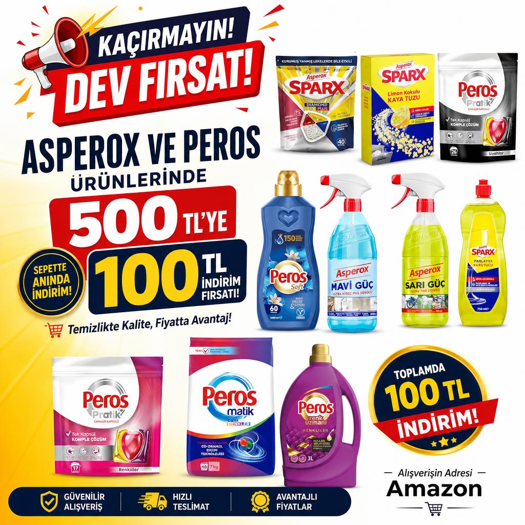 ASPEROX VE PEROS ÜRÜNLERİNDE 500 TL'YE 100 TL İNDİRİM FIRSATI!
