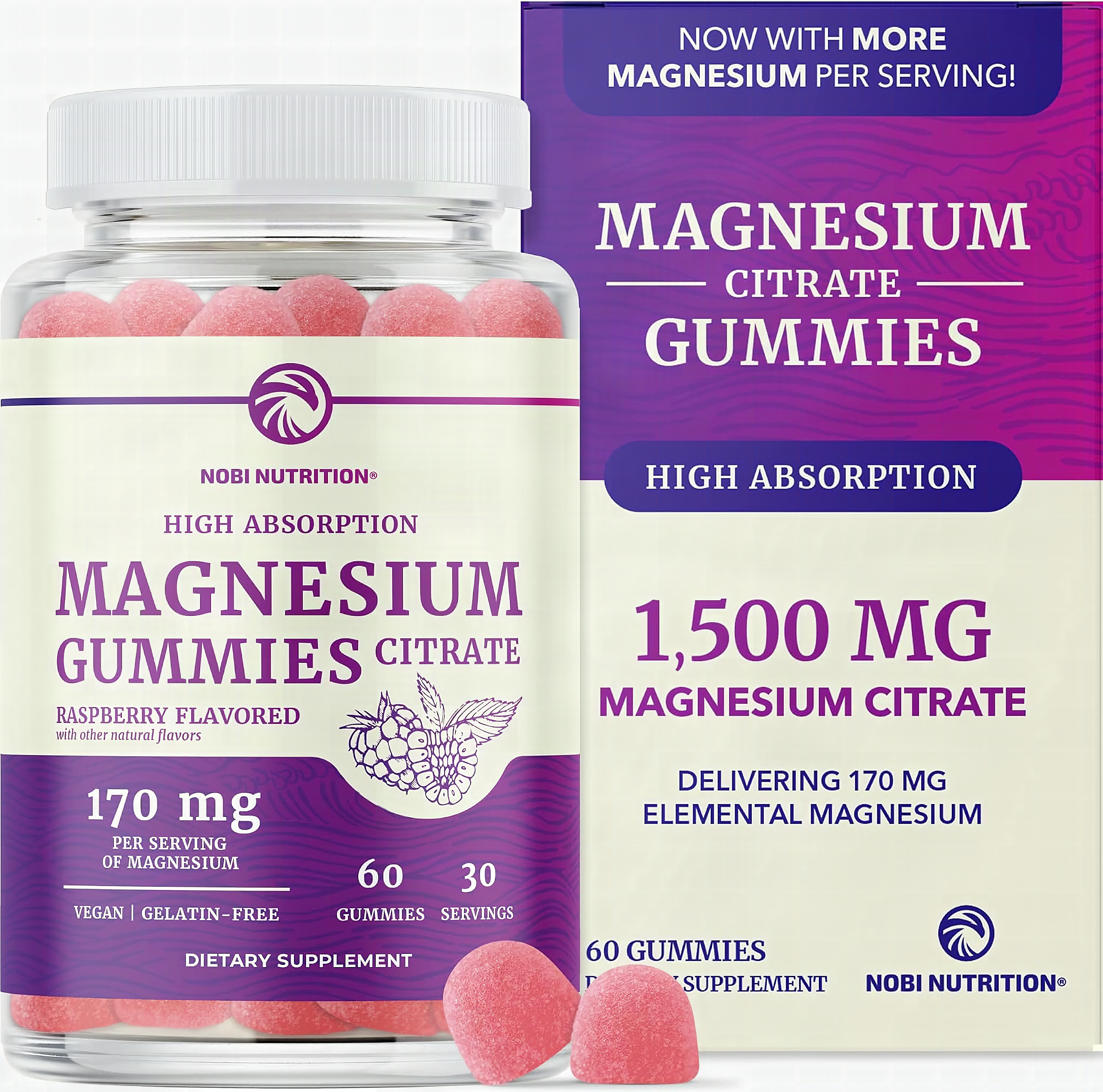 Macro close-up of magnesium citrate gummies showing individual texture and amber translucence against white background