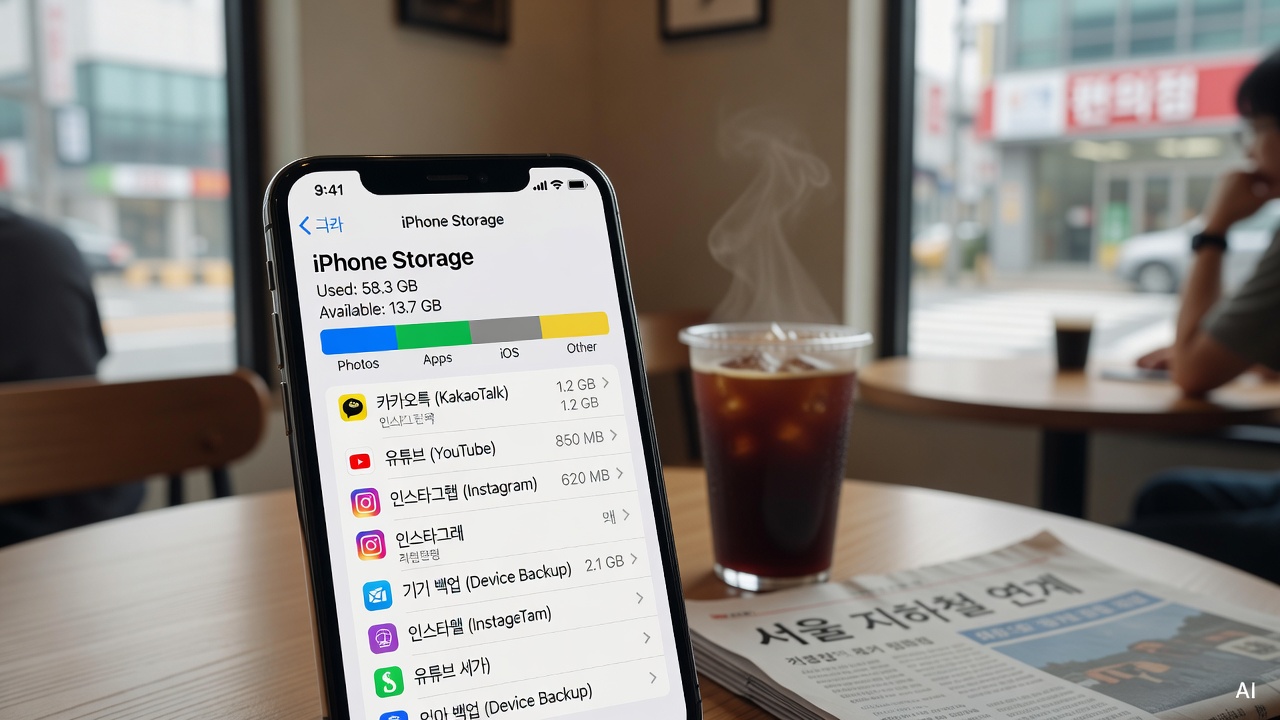 close-up of iPhone settings screen showing storage options