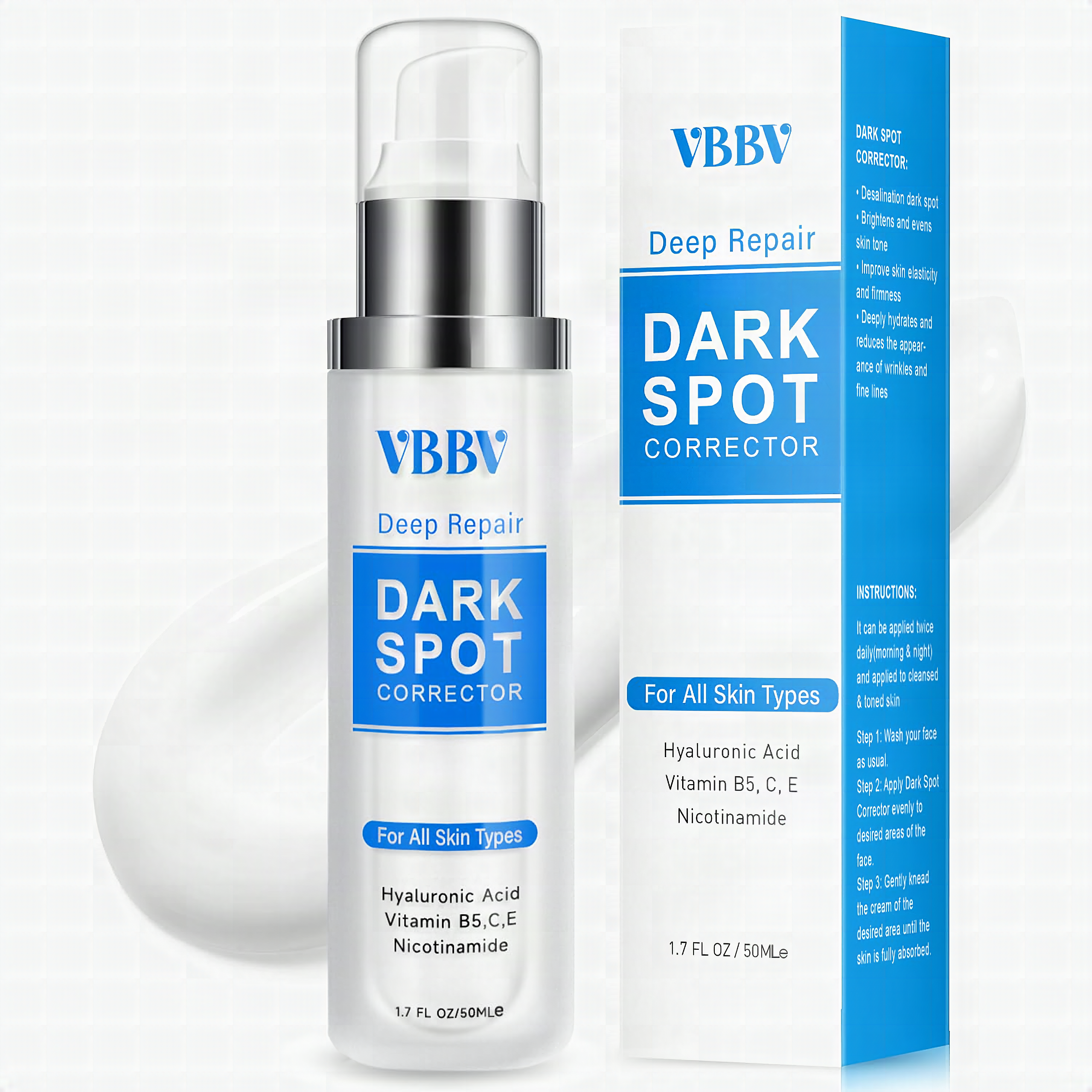 VBBV Dark Spot Remover cream in glass jar, extreme close-up showing product texture and consistency