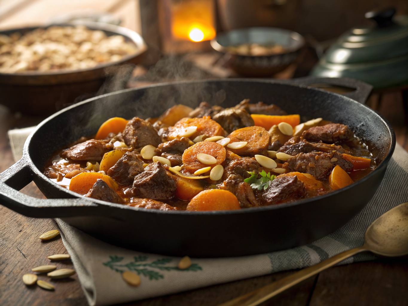 Moroccan Lamb Tagine with Apricots and Almonds