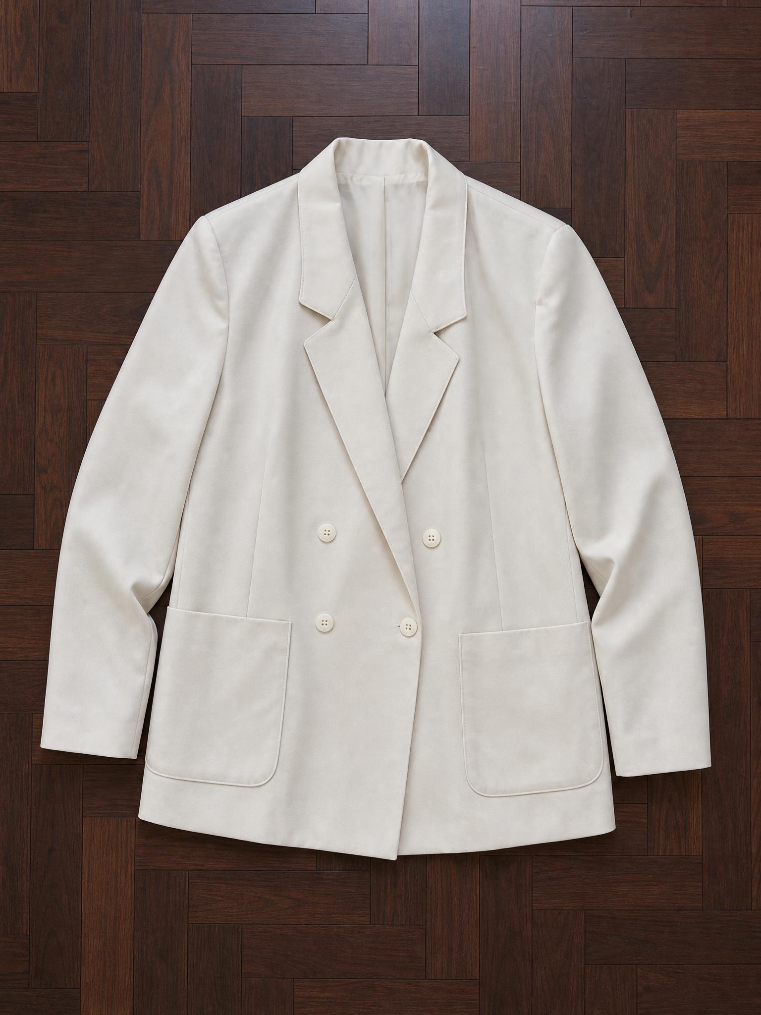 Ivory Double-Breasted Tailored Blazer