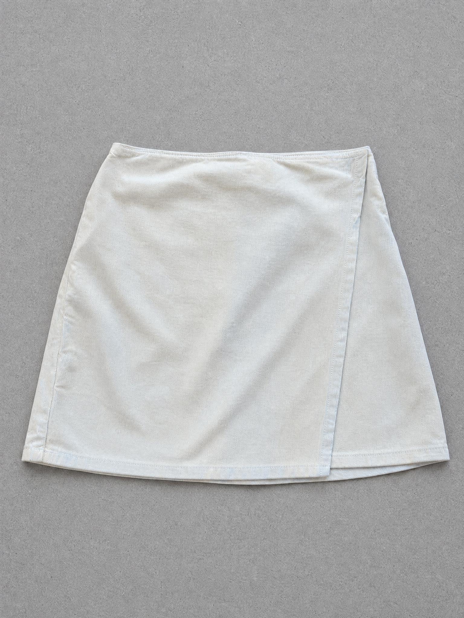 Pale Blue Corduroy A-Line Mini Skirt – Good Condition
