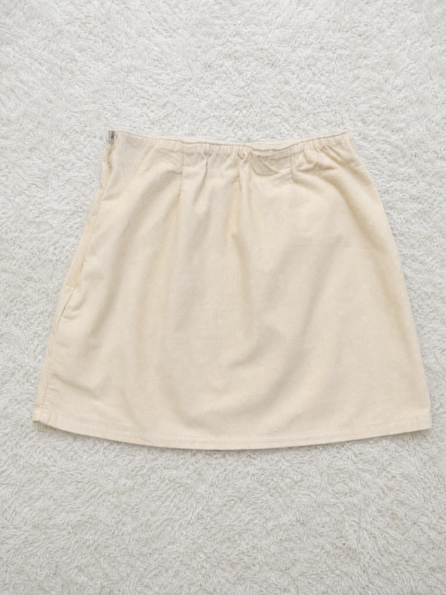 Cream Corduroy Mini Skirt with Side Zip – Very Good