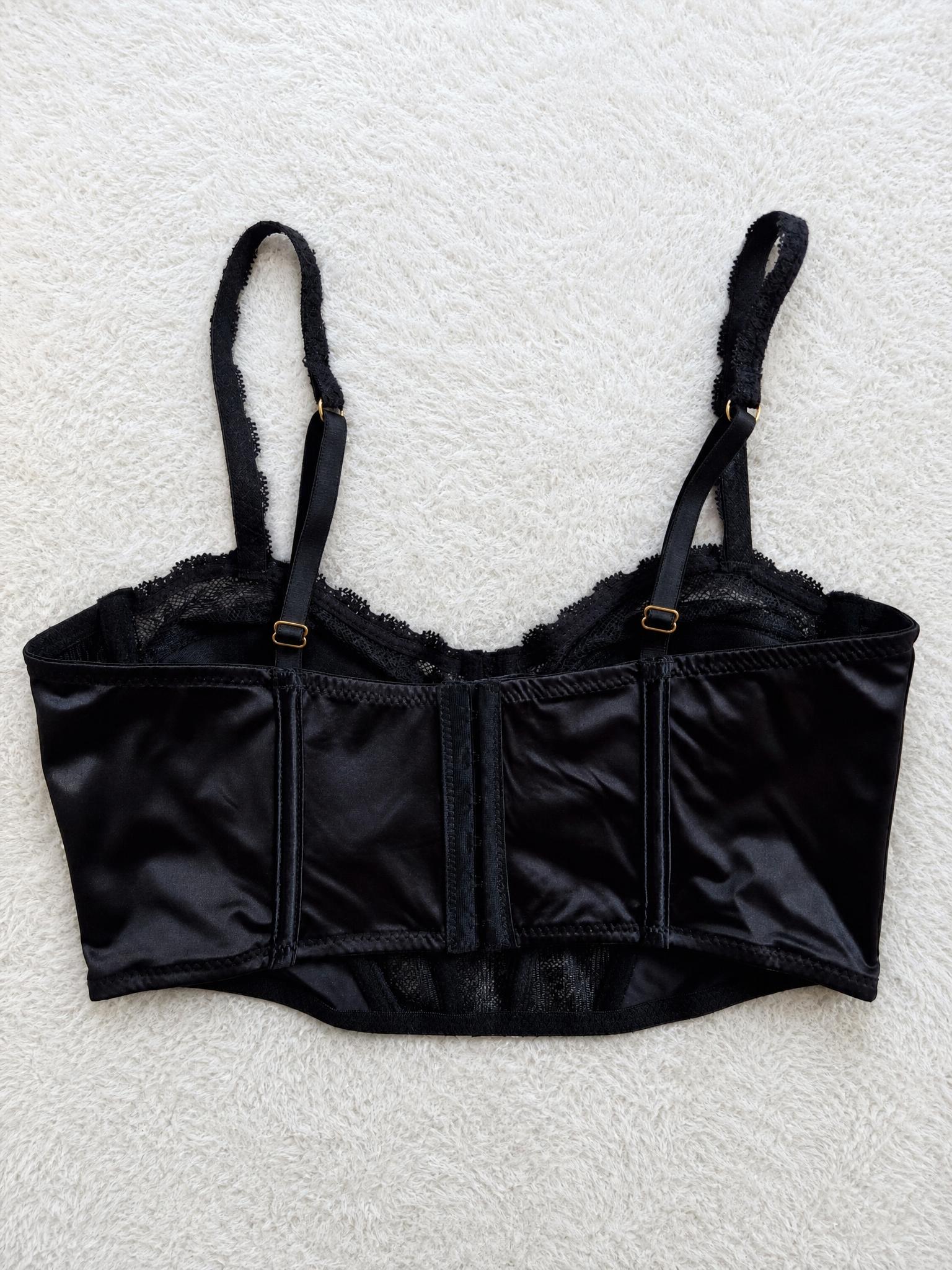 Black Lace Corset Bustier Camisole with Adjustable Straps
