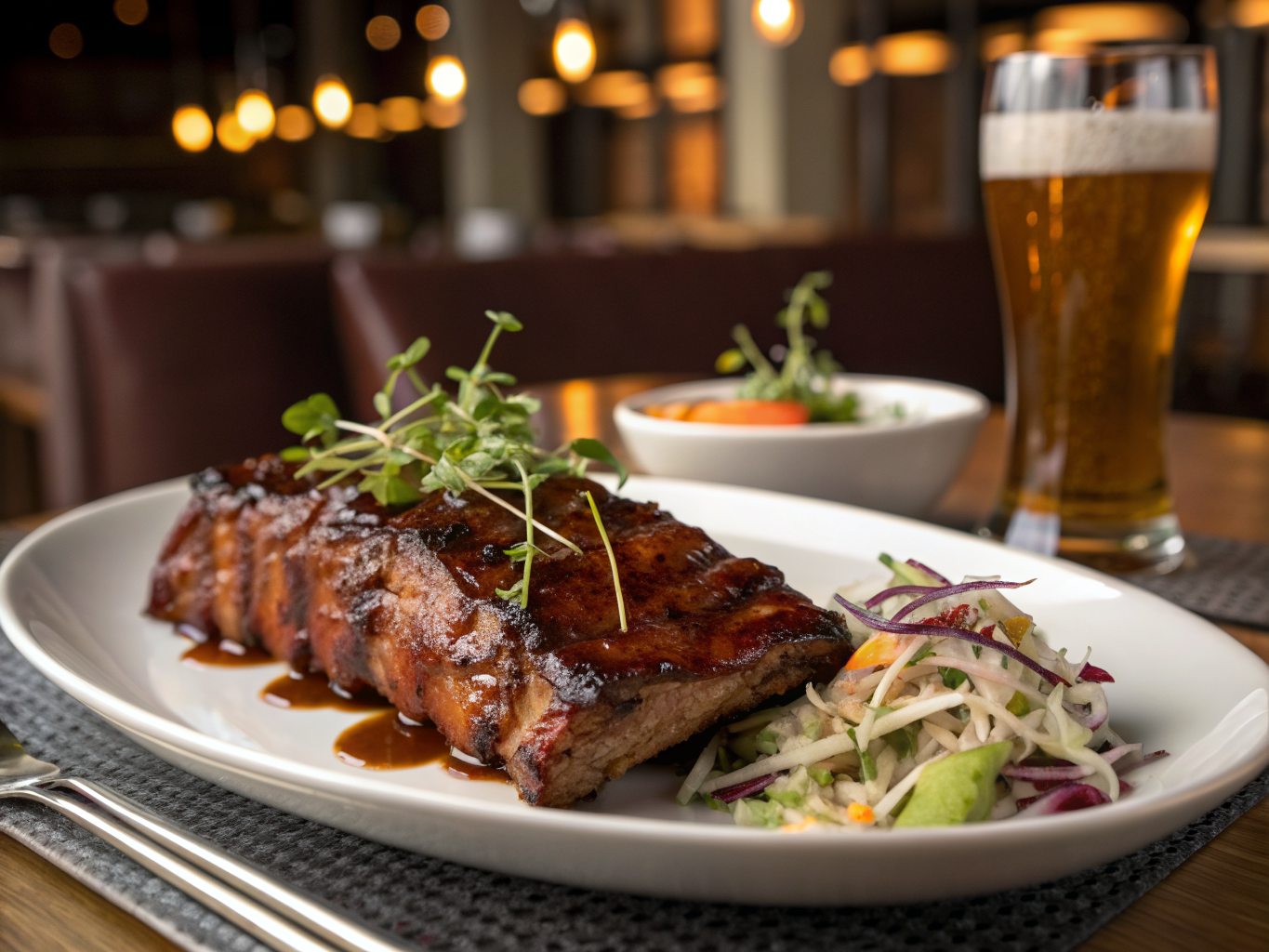 Smoky Bourbon-Glazed Baby Back Ribs with Apple Cider Slaw