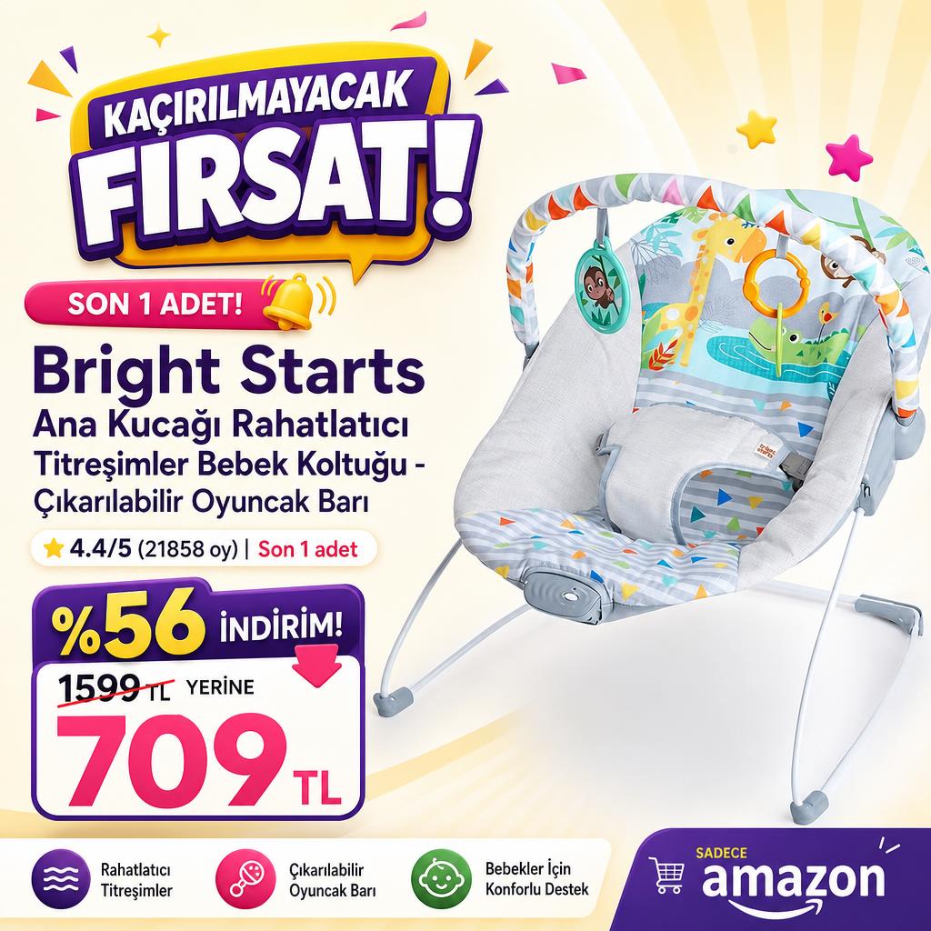Bright Starts Ana Kucağı Rahatlatıcı Titreşimler Bebek Koltuğu - Çıkarılabilir Oyuncak Barı