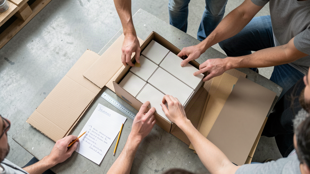 Prototype de présentoir produit assemblé avec des matériaux recyclés