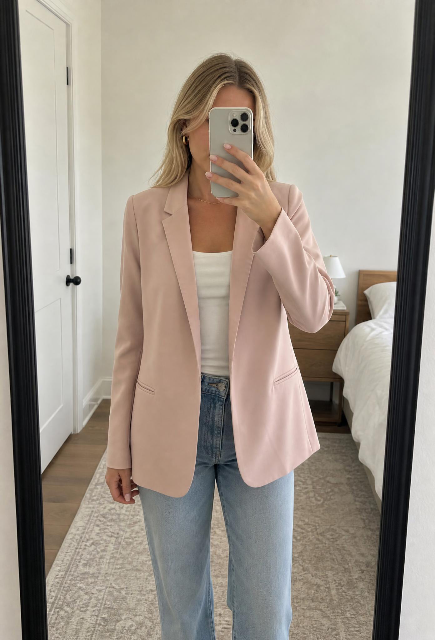 H&M Blush Pink Tailored Blazer EU 42 Very Good
