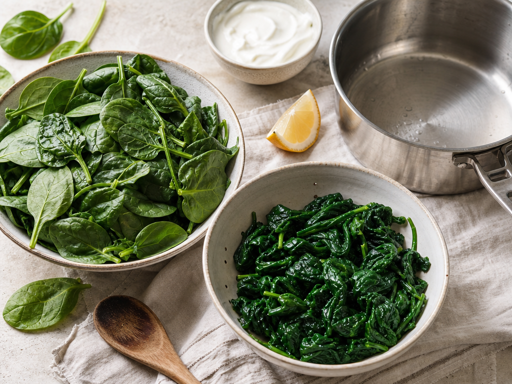 Raw or cooked spinach: oxalates, minerals and preparation