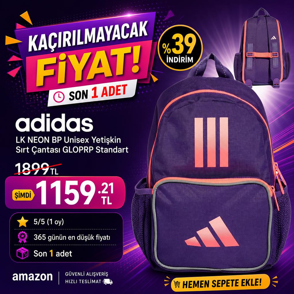 adidas LK NEON BP Unisex Yetişkin Sırt Çantası GLOPRP Standart
