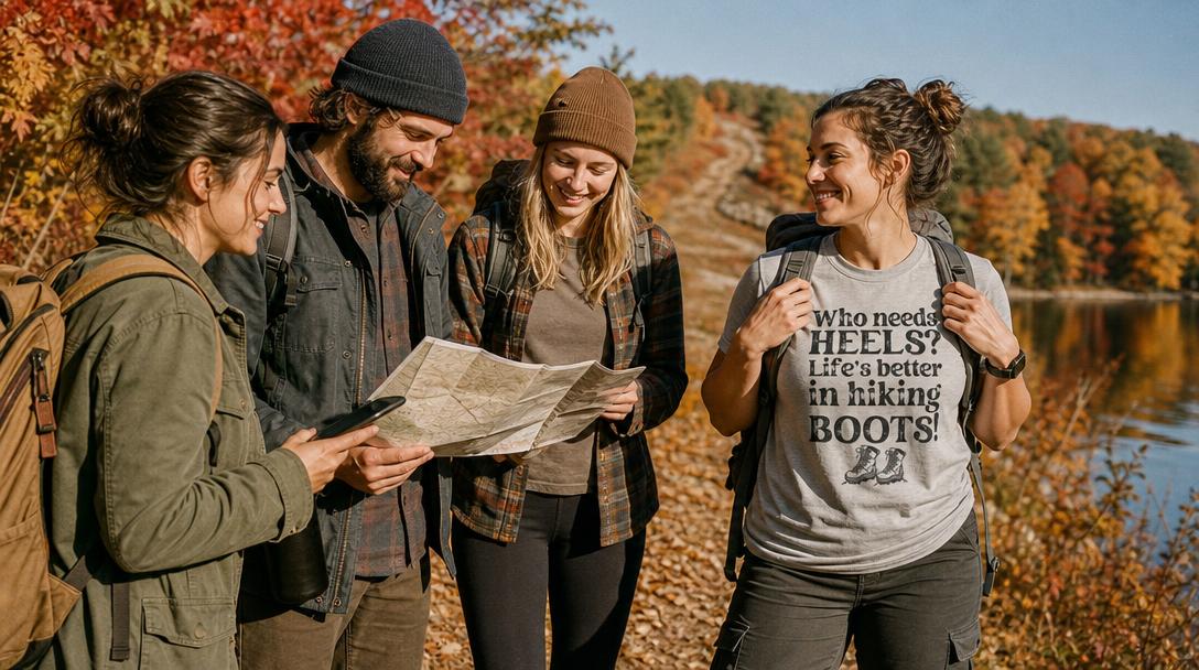 Hiker enjoying stunning fall foliage view
