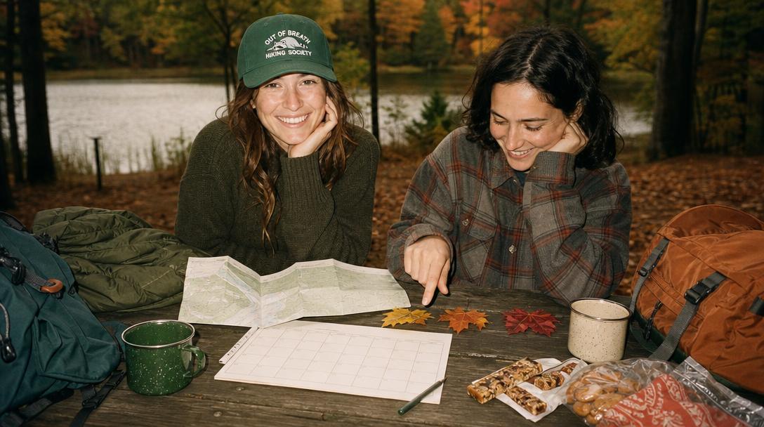Map showing best fall foliage hiking windows by U.S. region