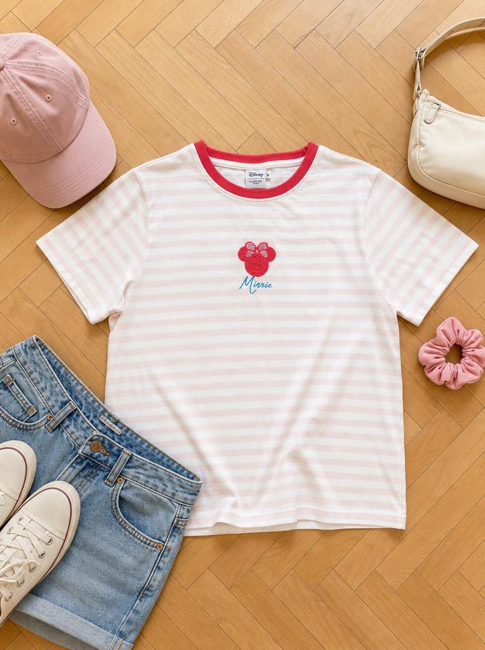 Disney Minnie Mouse pink striped T-shirt – very good condition