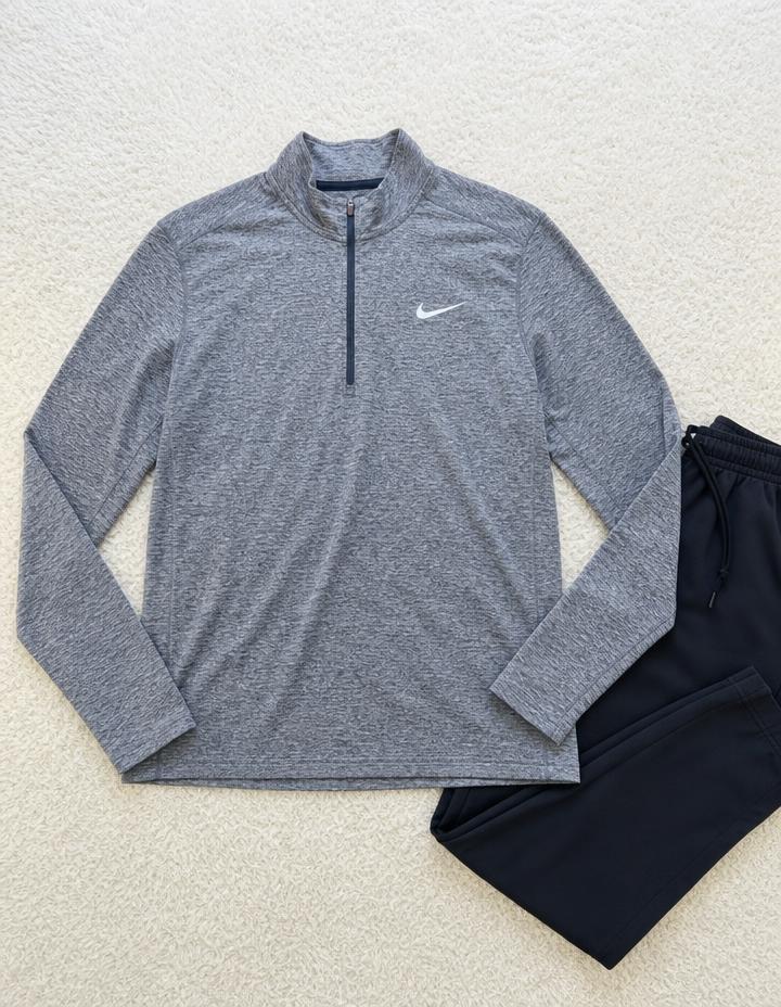 Nike Grey Heather 1/4 Zip Running Top – Very Good