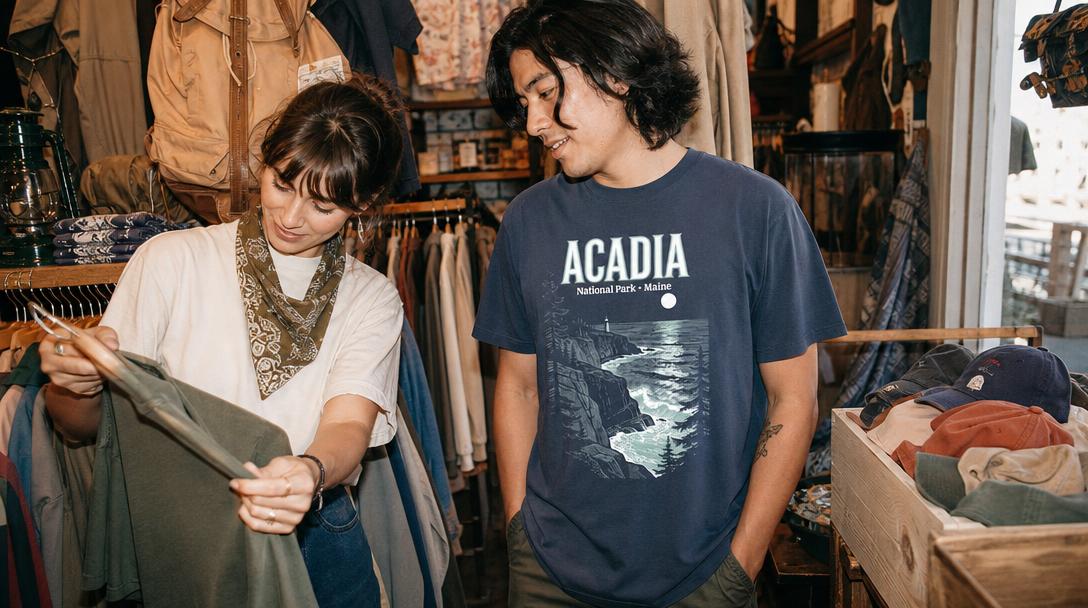 Vintage national park tees with faded graphics