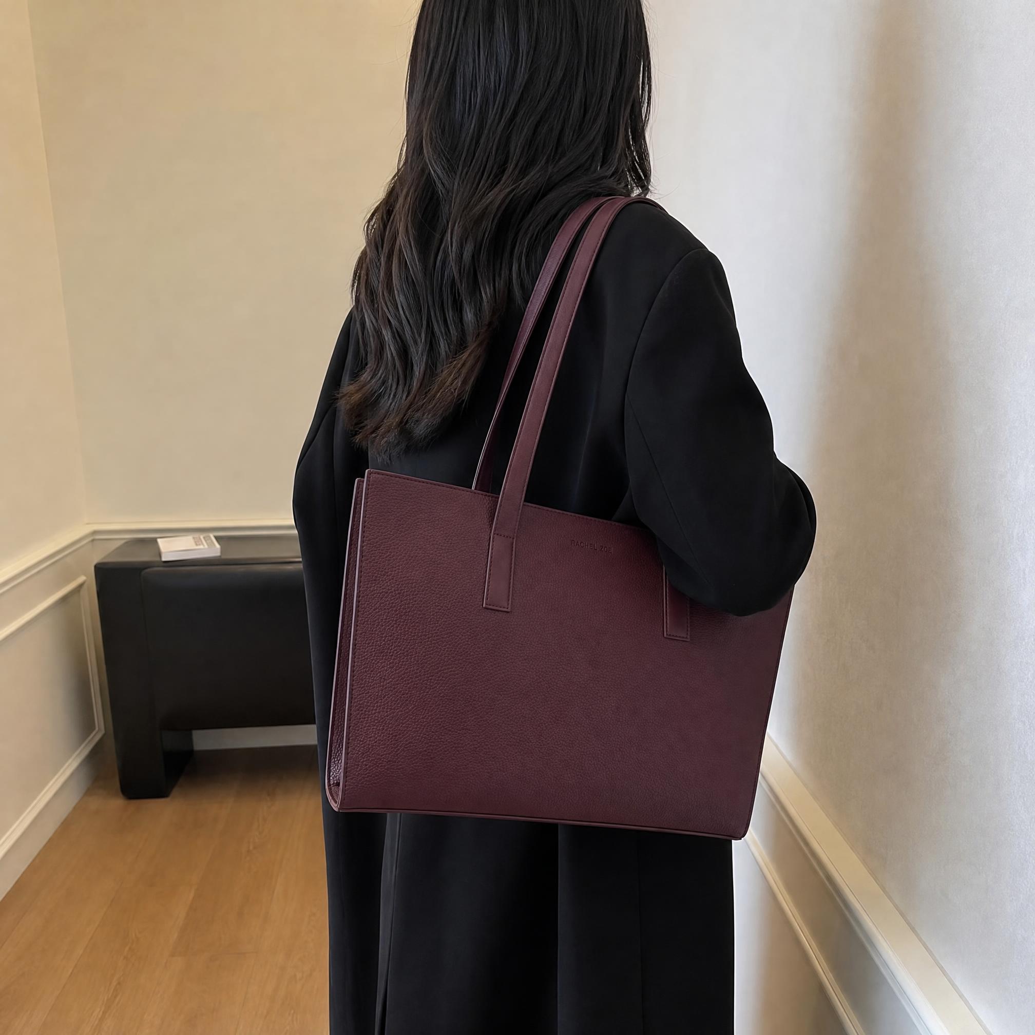 Rachel Zoe Burgundy Structured Tote Bag – Very Good