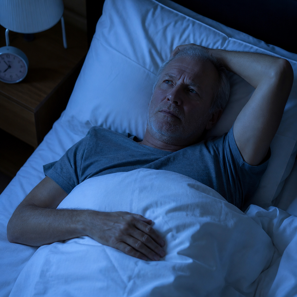A sagging mattress showing visible dips, causing poor spinal alignment for a sleeper over 50