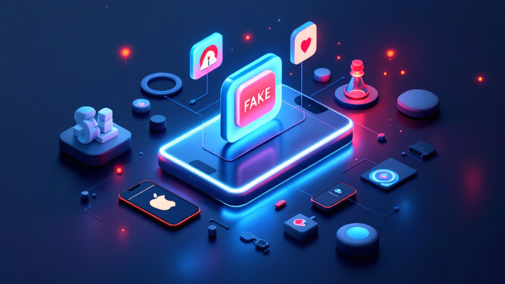 Smartphone displaying app store with suspicious app icons, illustrating how to spot fake apps in cybersecurity.