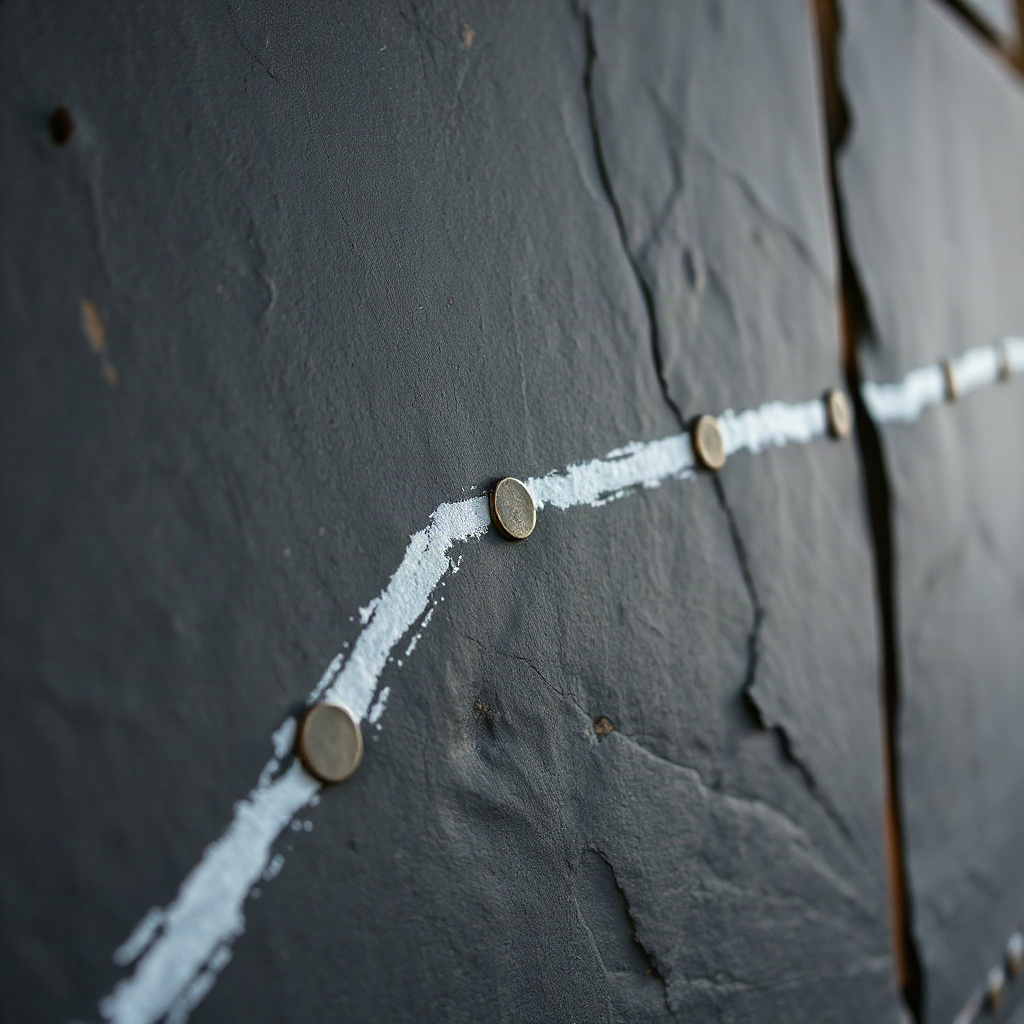 A pricking book on the window ledge, shut, a lead weight across the corner of it