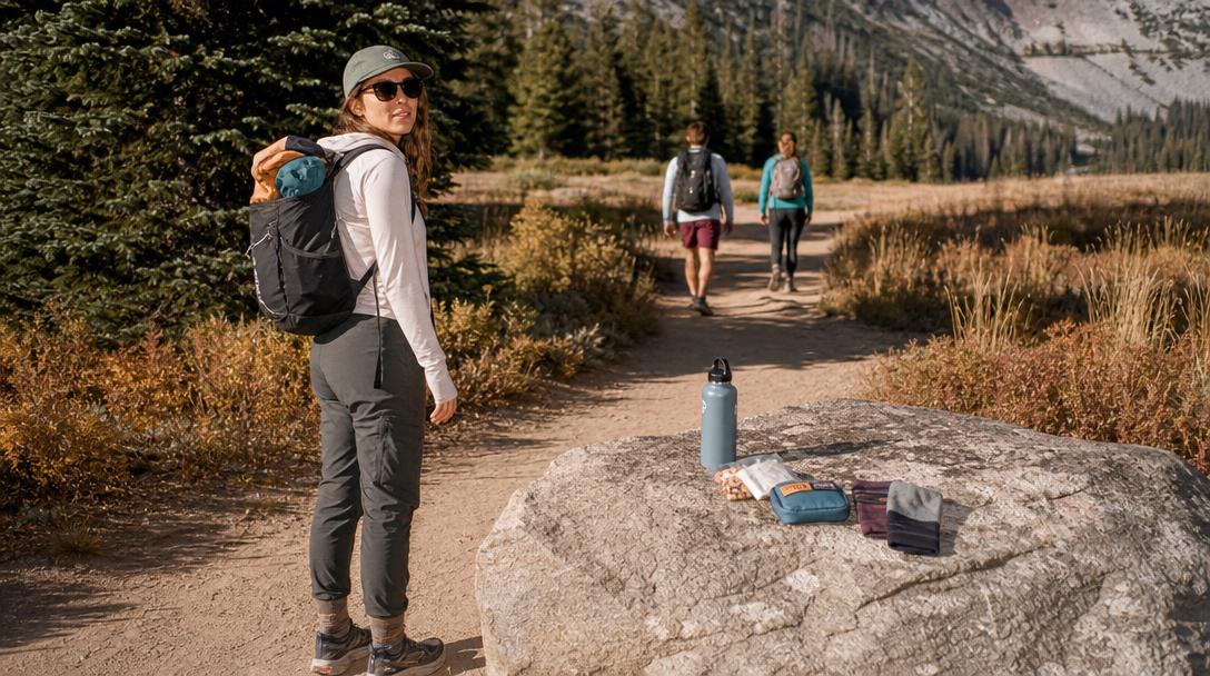 Women wearing leggings and hiking pants on trail