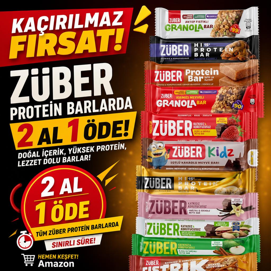 ZÜBER PROTEİN BARLARDA 2 AL 1 ÖDE FIRSATI!