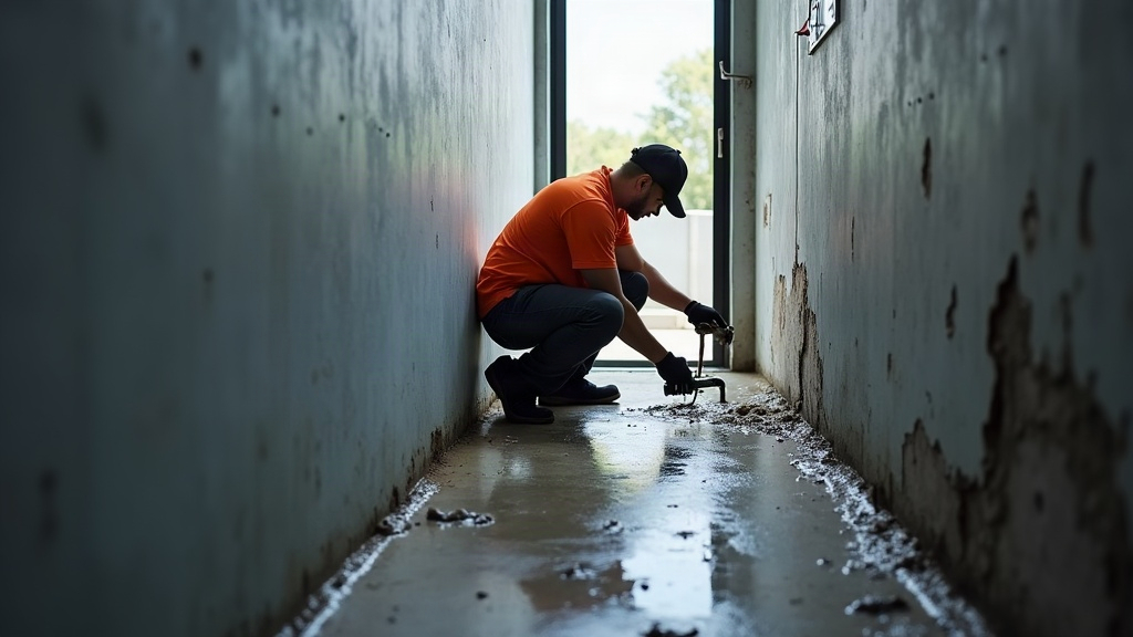 Advanced thermal imaging leak detection equipment used on a residential wall