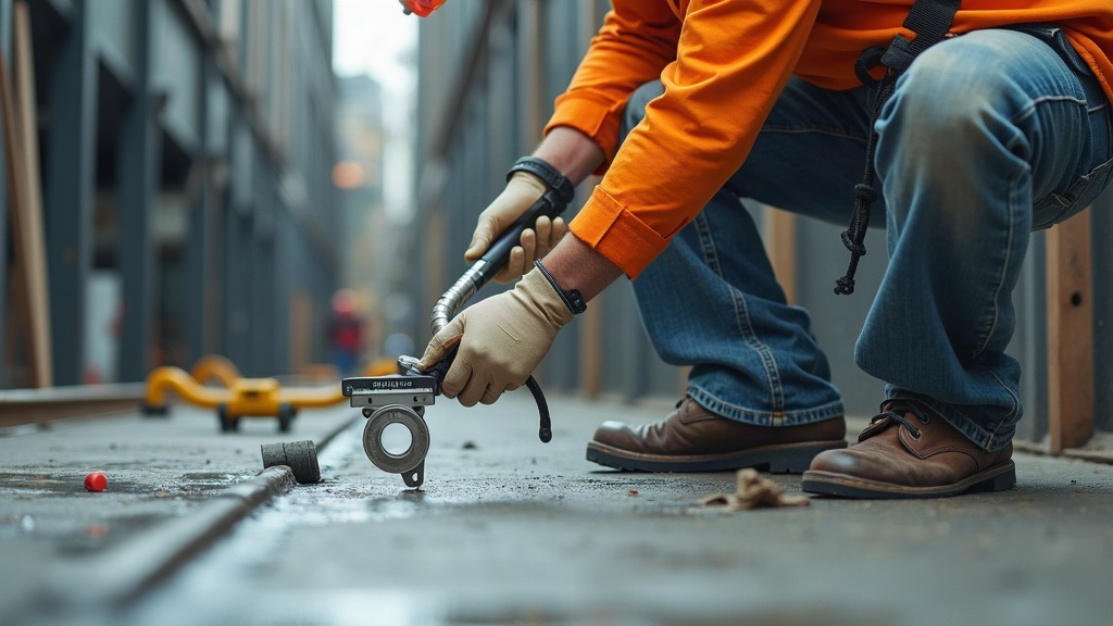 Slab leak detection equipment positioned over a home foundation