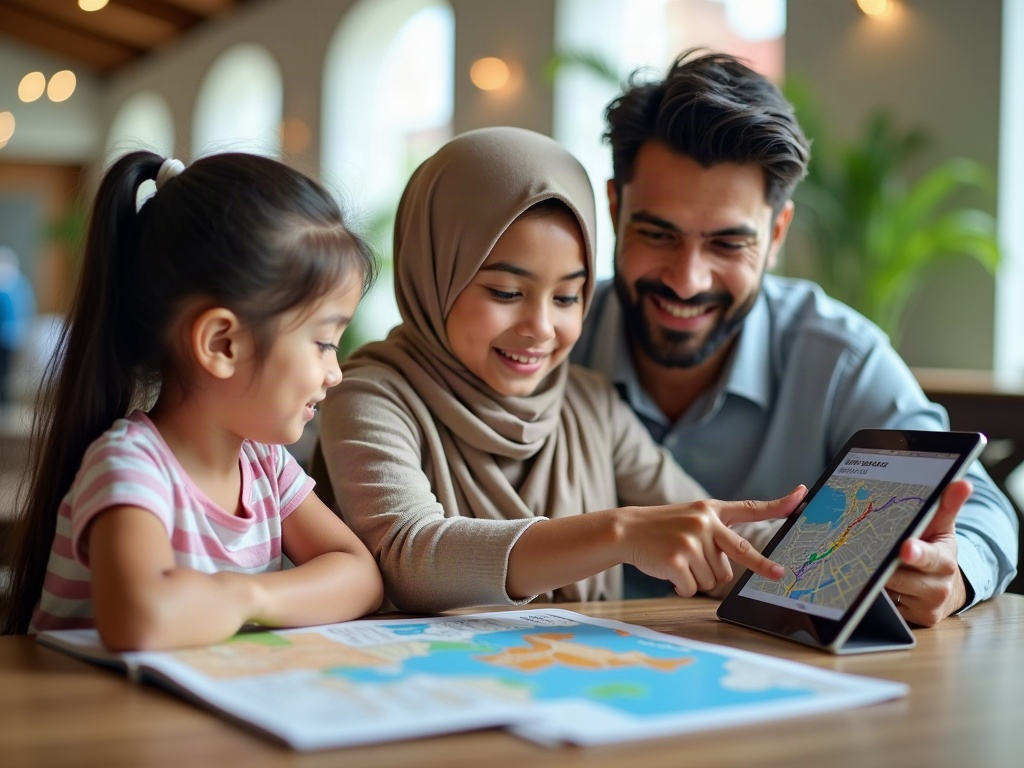 Comparison showing improved child engagement in family vacation after involvement in planning.