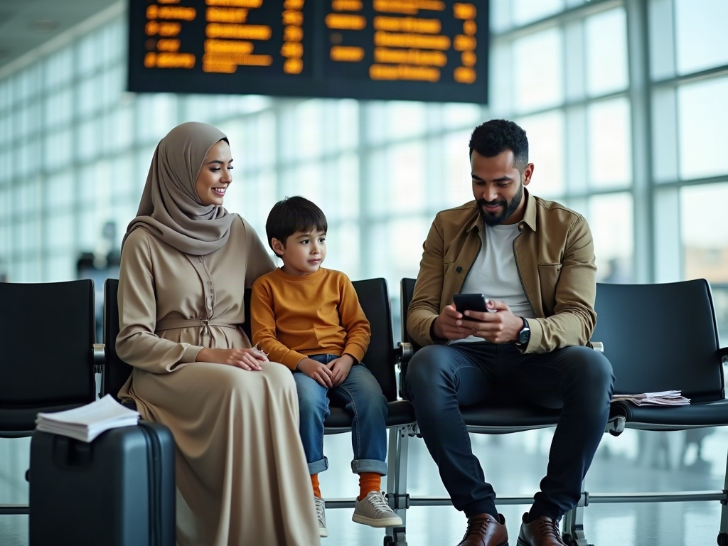 A parent organizing travel documents on a smartphone app.