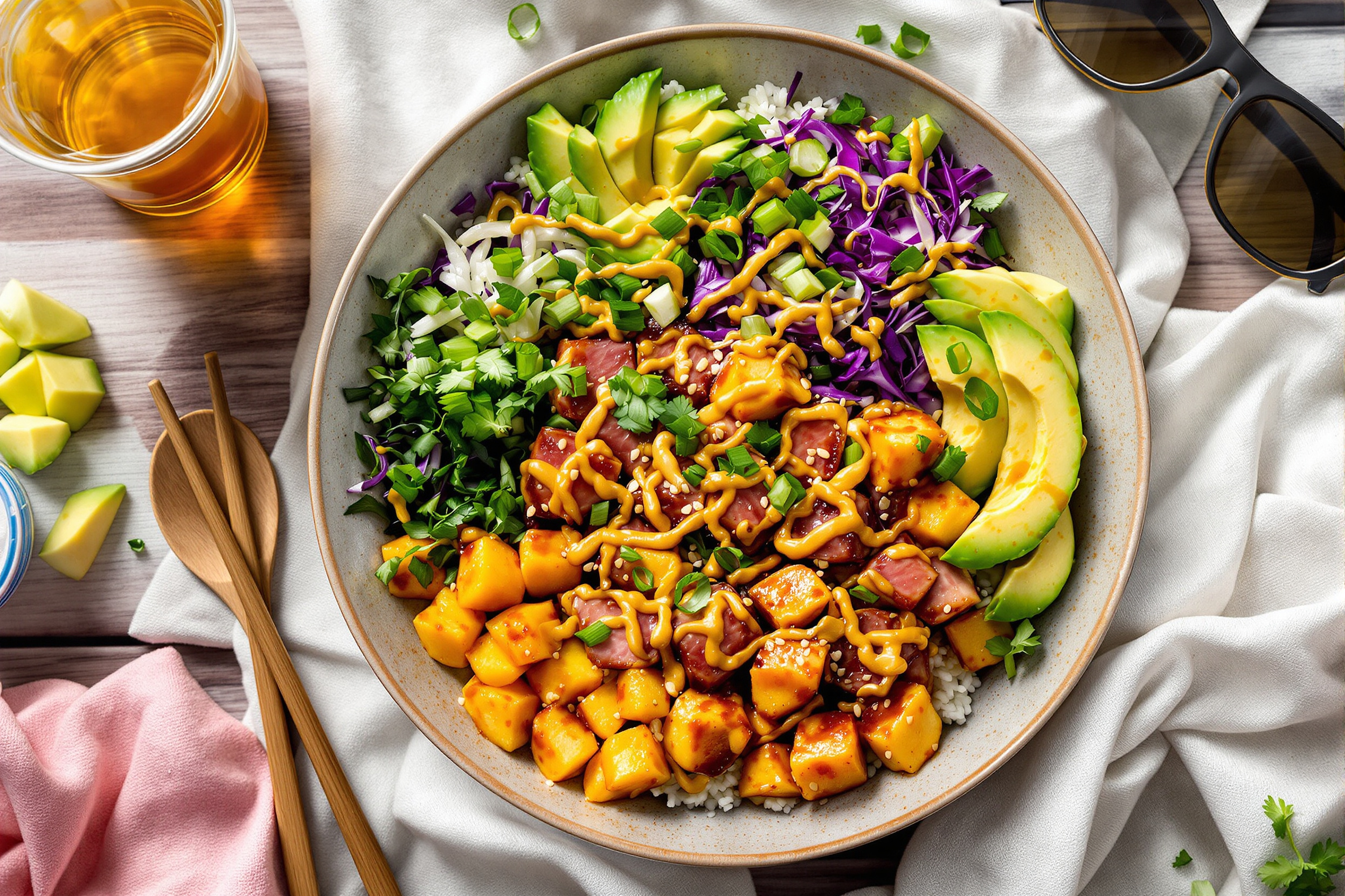 spicy mango ahi poke bowl