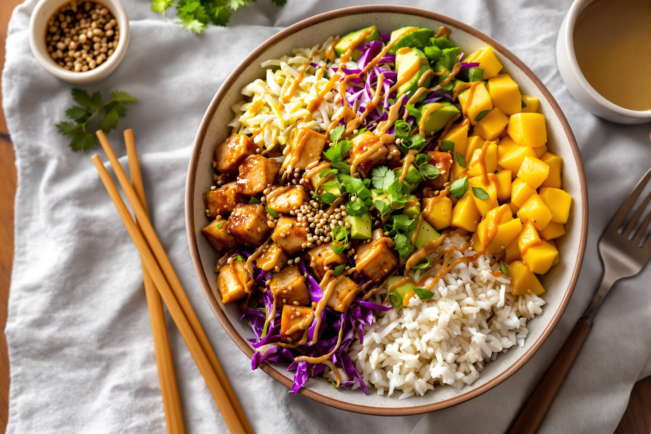 spicy mango ahi poke bowl