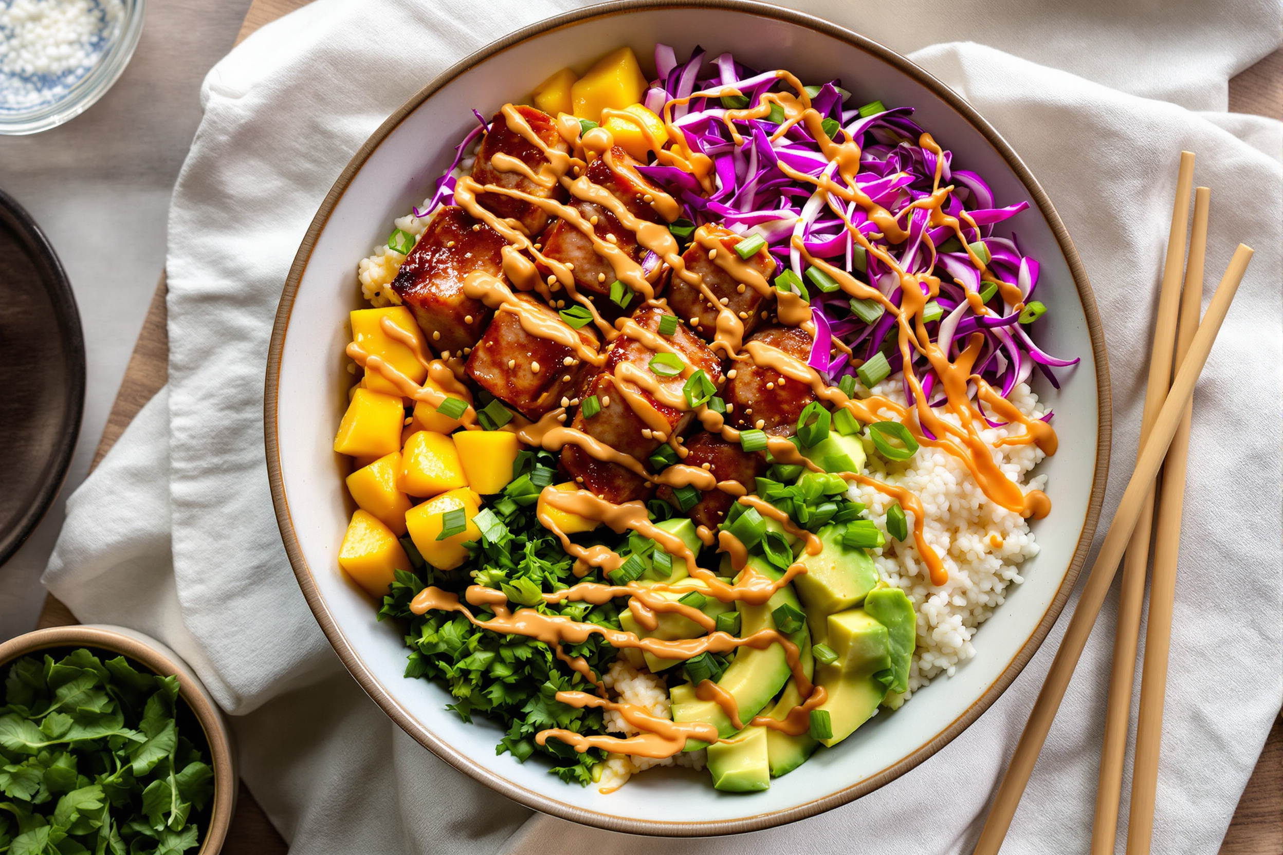 spicy mango ahi poke bowl