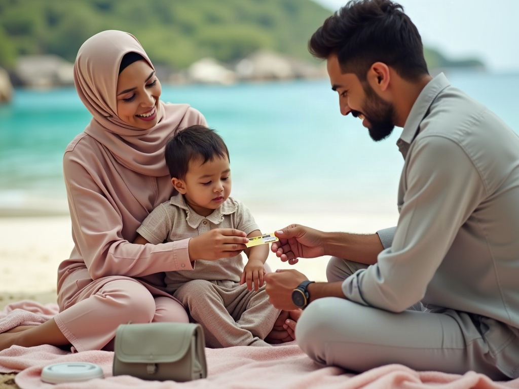 A well-packed suitcase highlighting quick-drying fabrics and mix-and-match children's beach outfits.