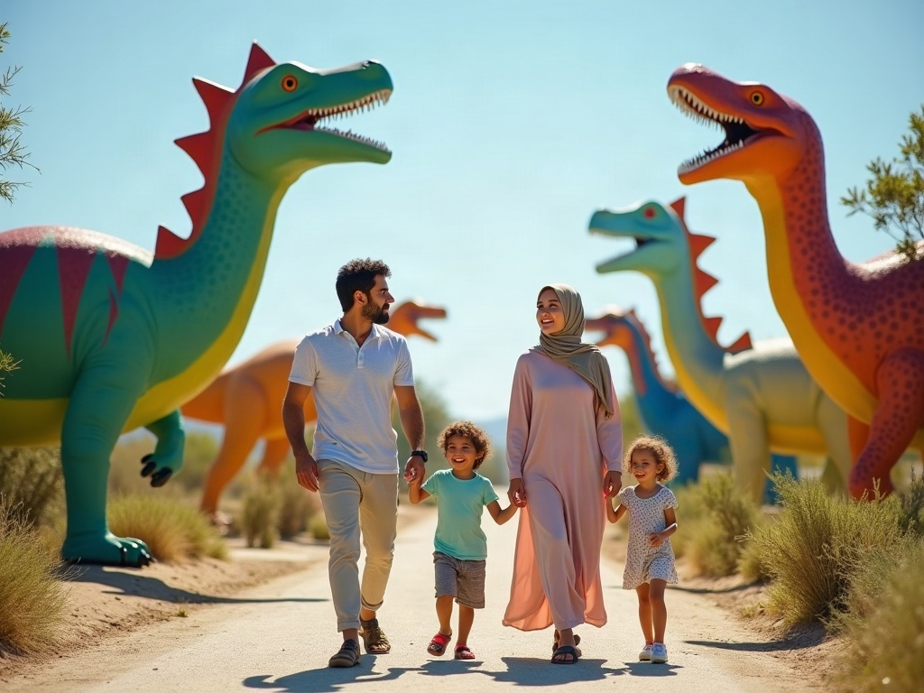 A multi-generational family resting at a scenic overlook, showing how road trips accommodate varying physical stamina.