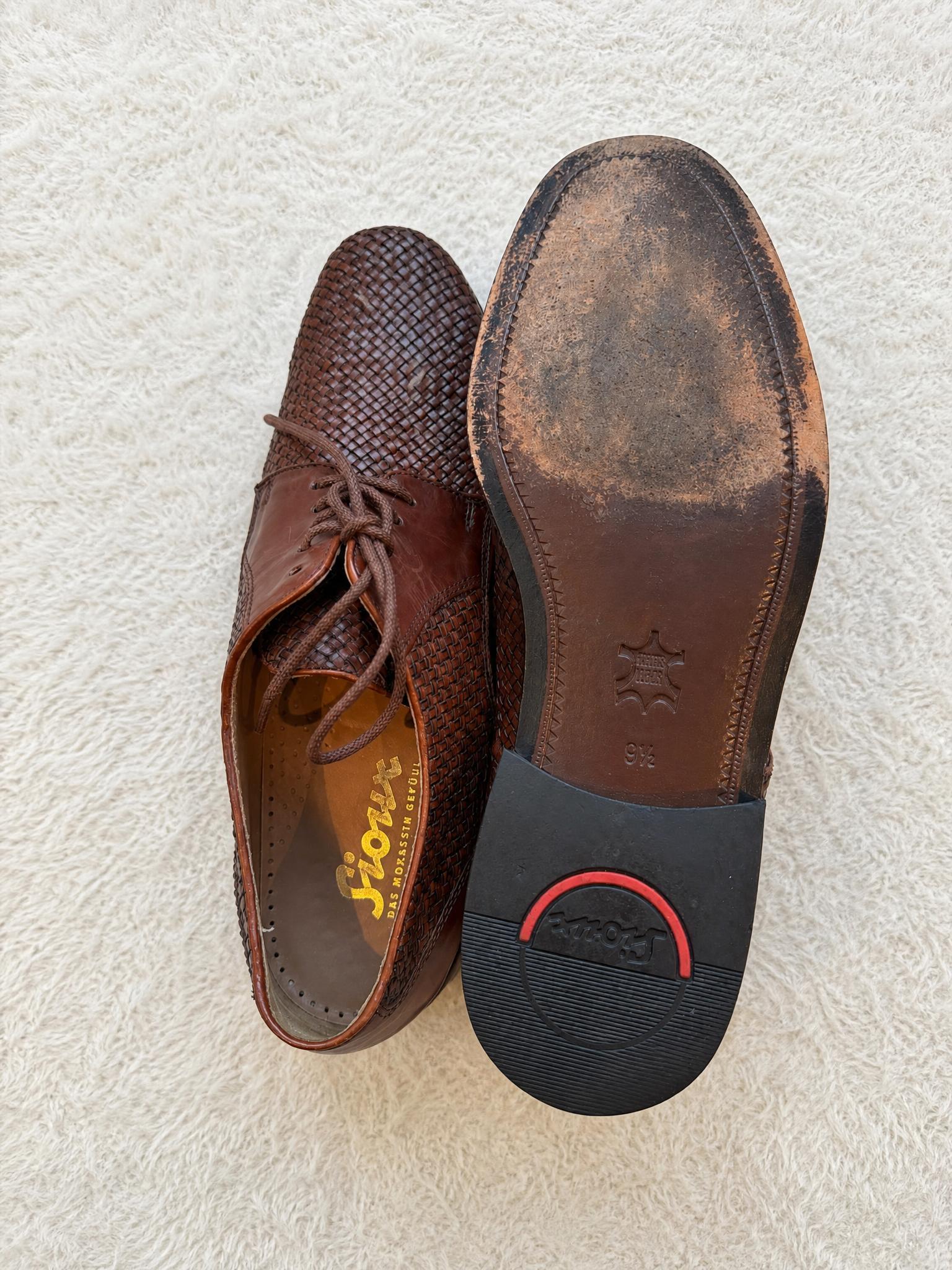 Florsheim Brown Woven Leather Oxford Shoes UK 9.5 Good Condition