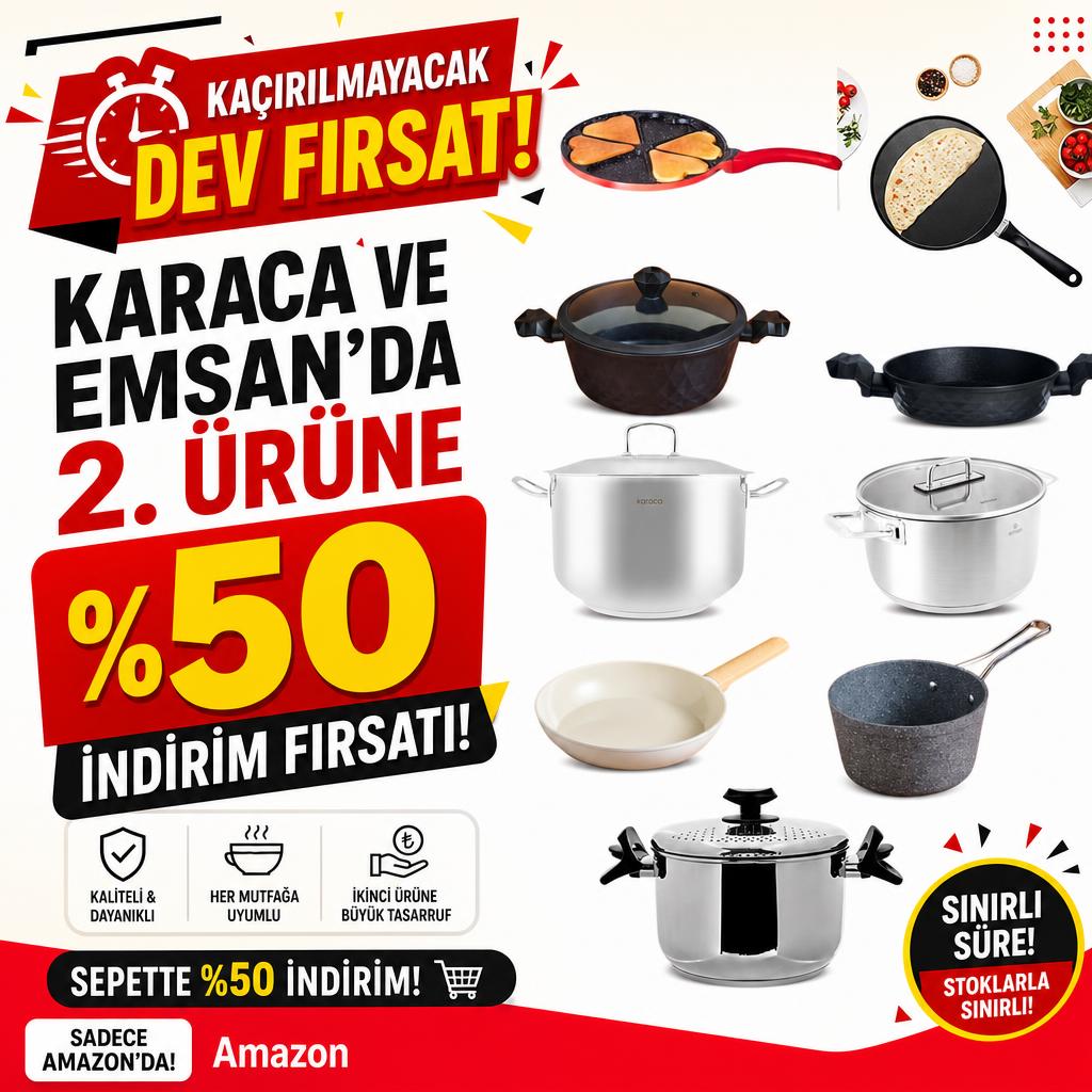 KARACA VE EMSAN'DA 2. ÜRÜNE %50 İNDİRİM FIRSATI!