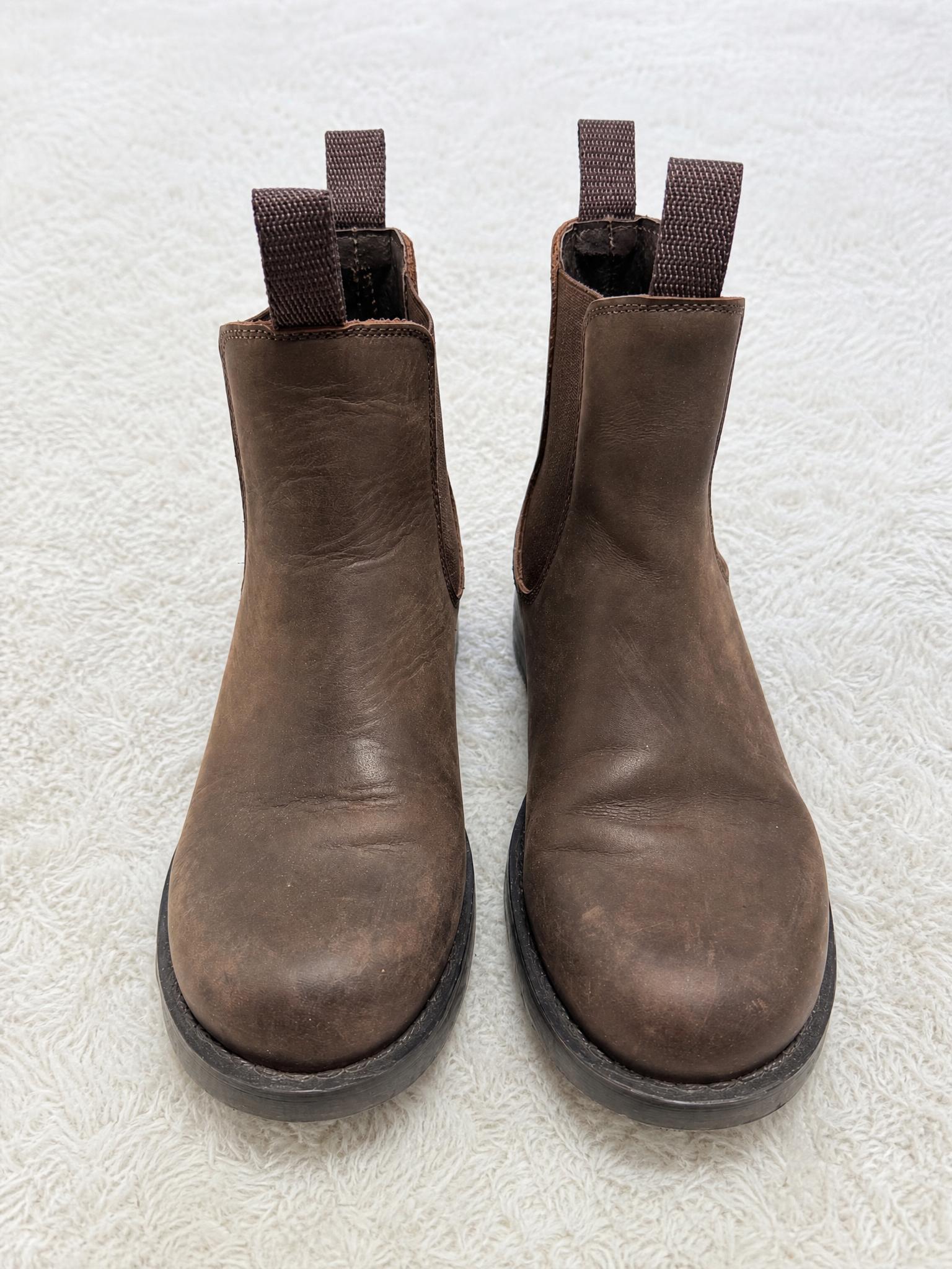 Dark Brown Leather Chelsea Ankle Boots with Pull Tabs