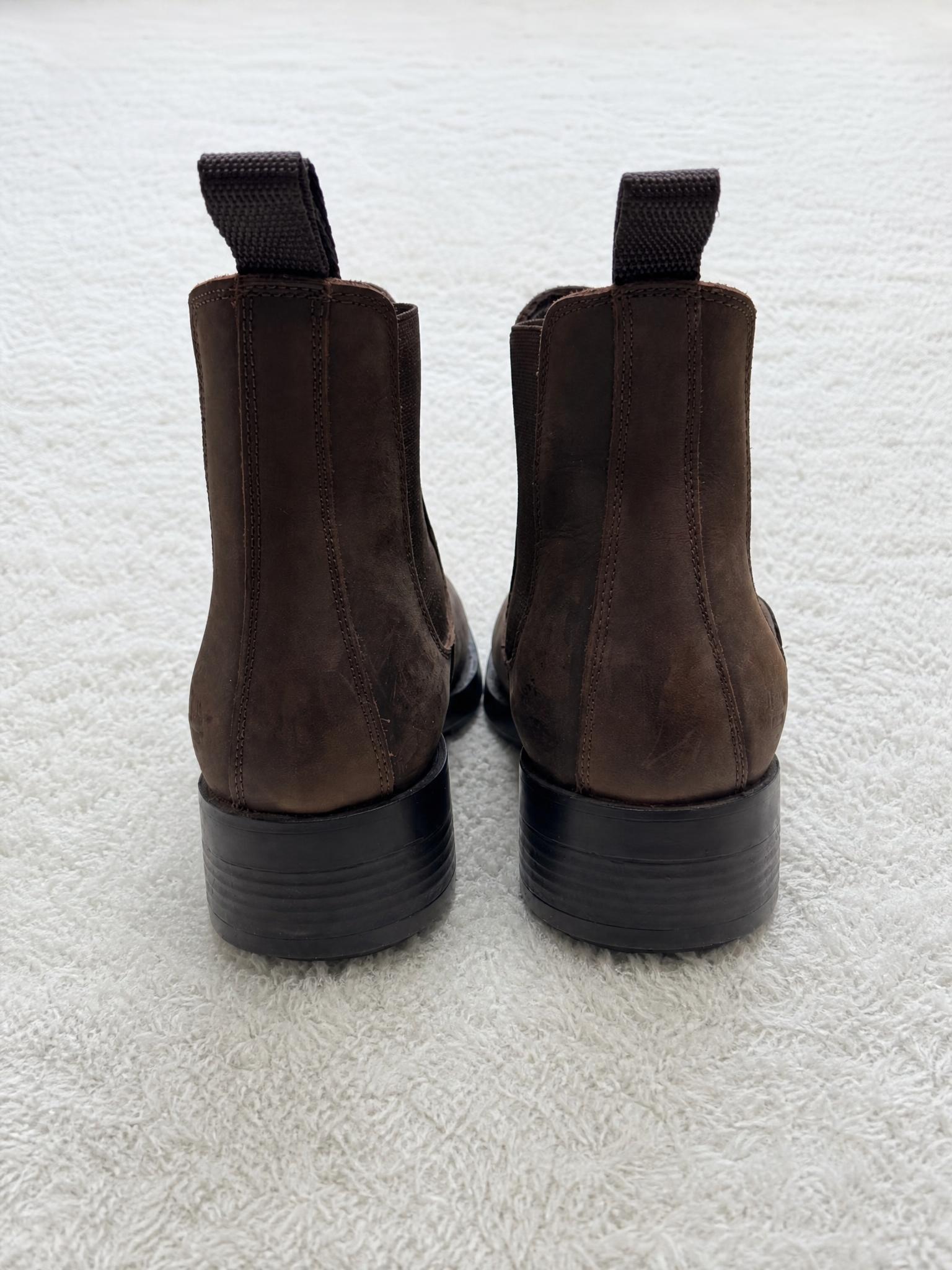 Dark Brown Suede Chelsea Ankle Boots with Chunky Sole