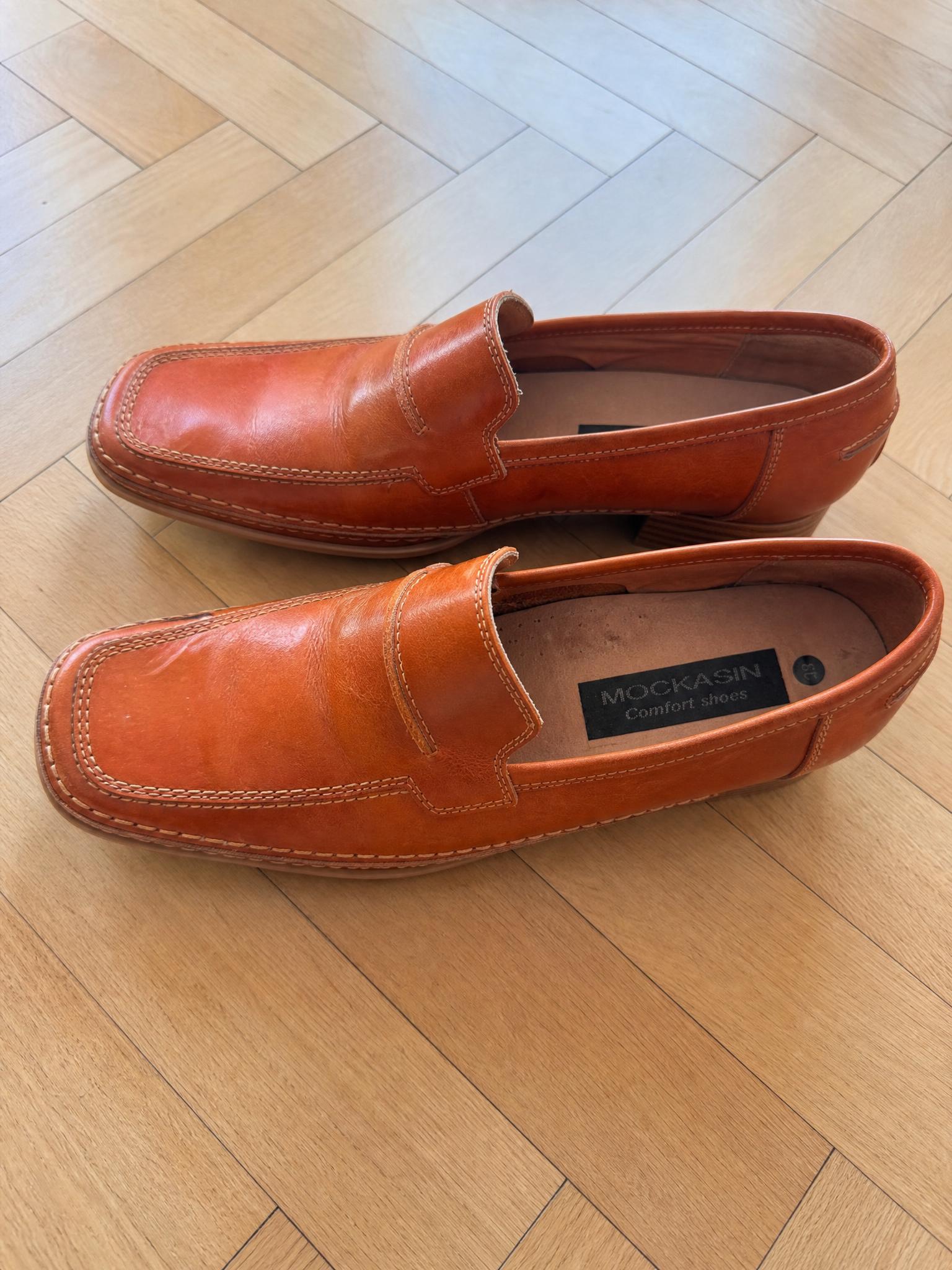 Tan leather-look moccasin loafers size 39 – comfort shoes