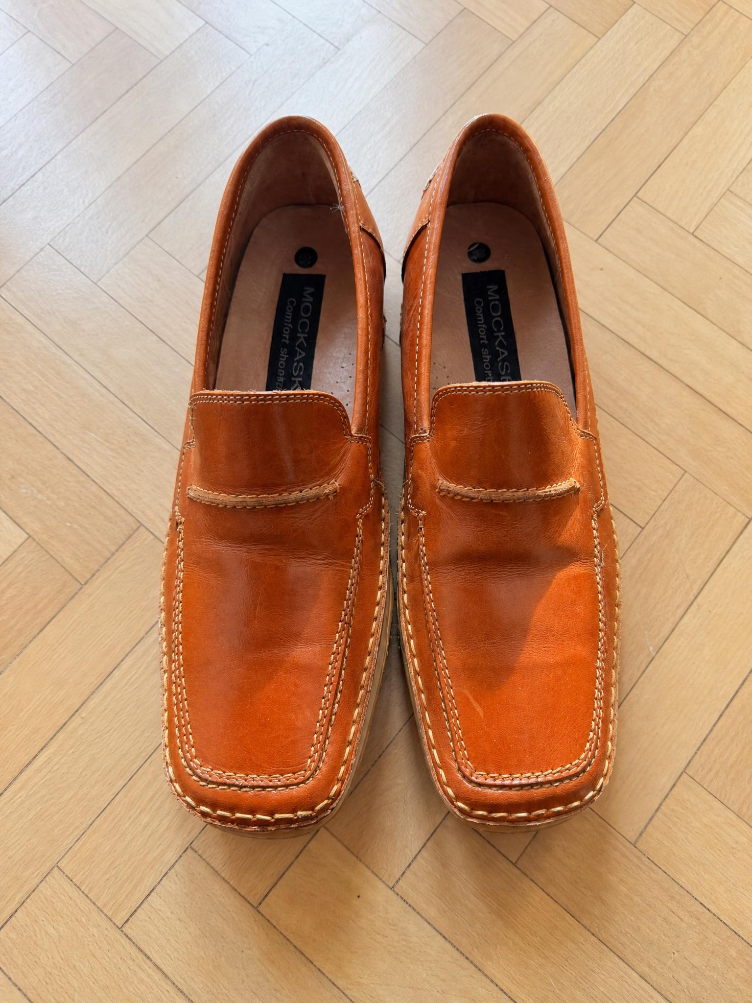 Rockport orange leather moccasin loafers, very good condition