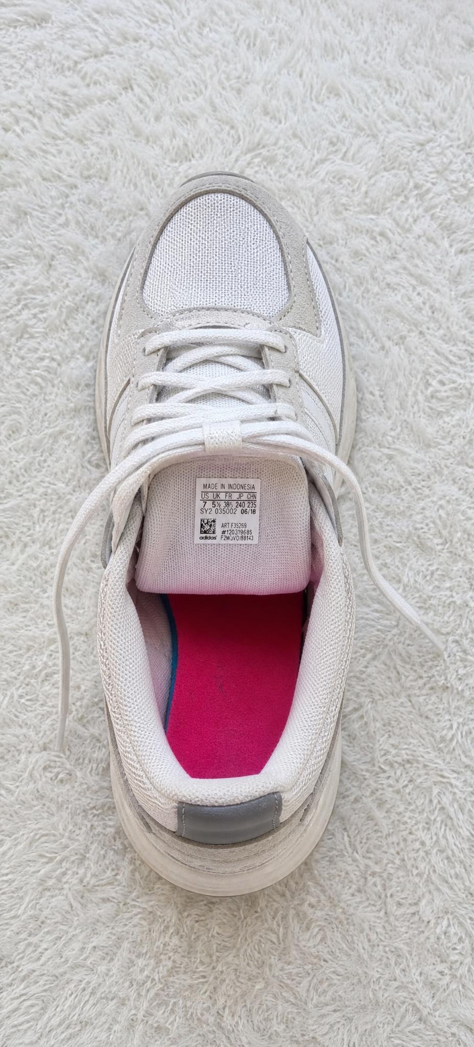 adidas White Lace-Up Trainers with Pink Lining EU 38 Very Good