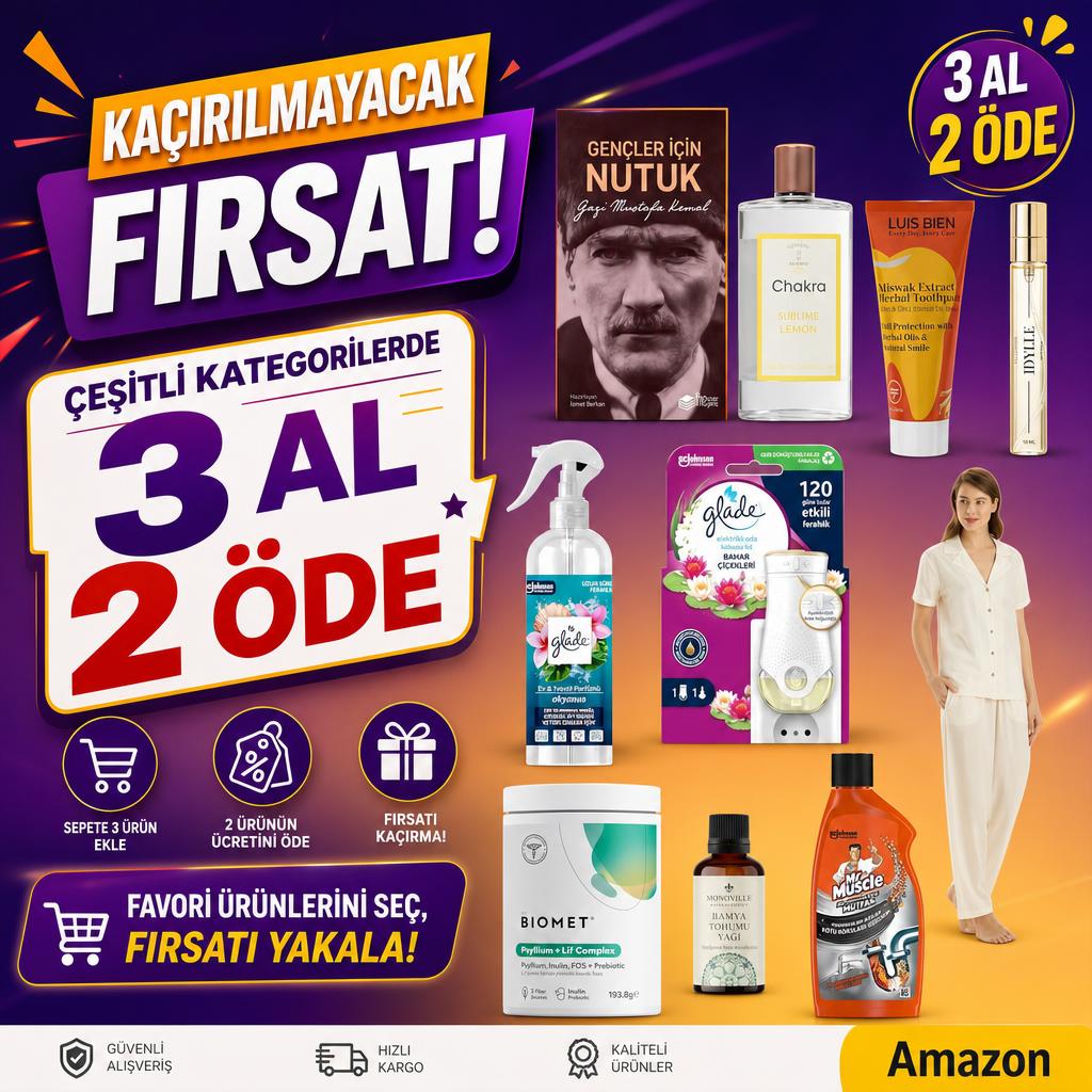 ÇEŞİTLİ KATEGORİLERDE 3 AL 2 ÖDE FIRSATI!