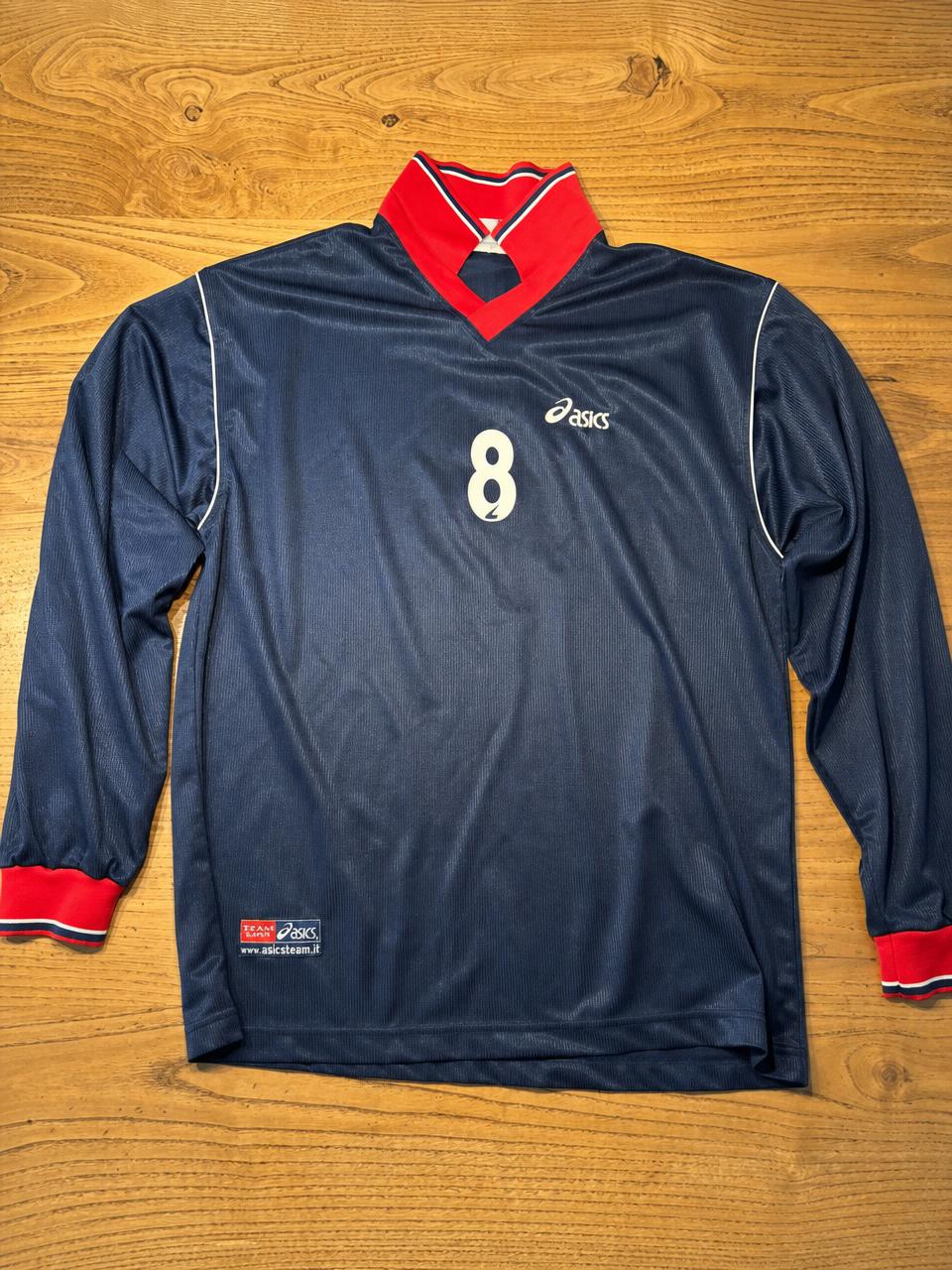 ASICS Navy Red Long Sleeve Football Jersey Number 8