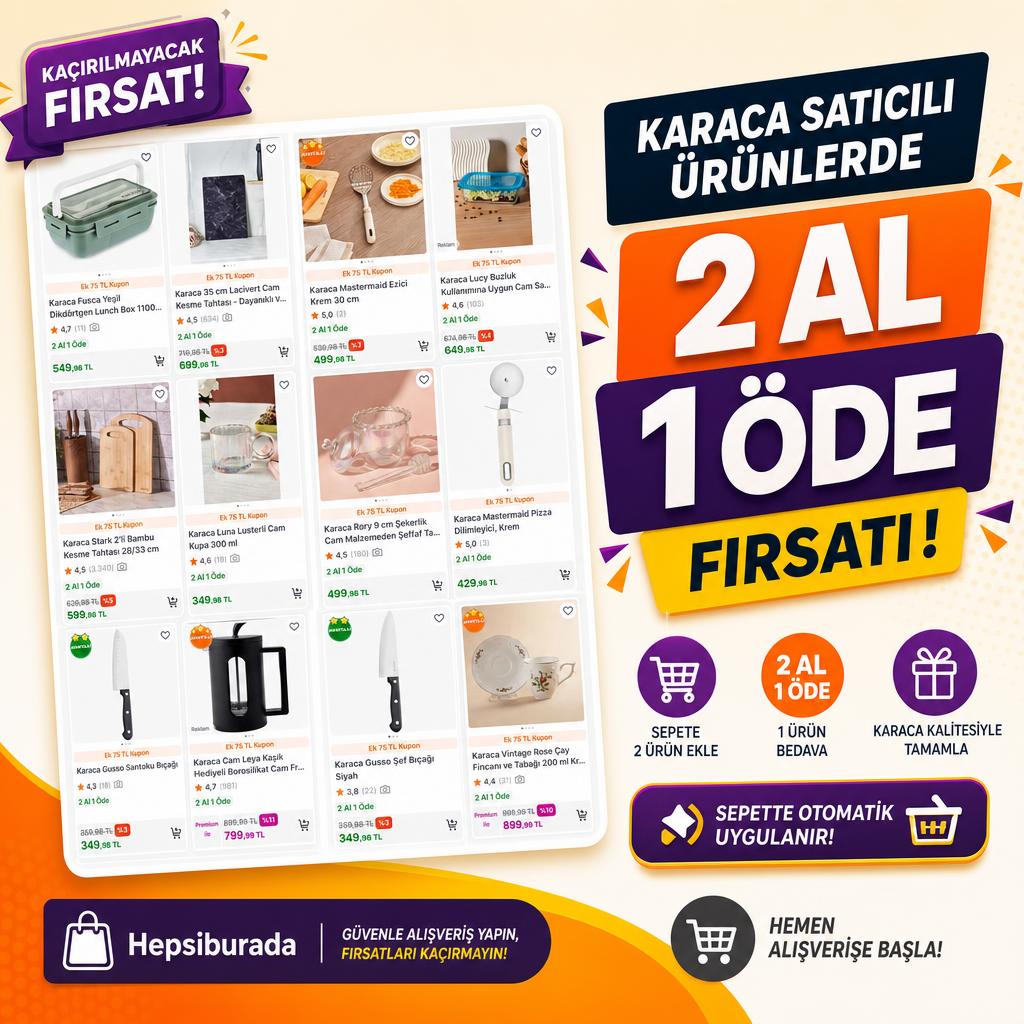 KARACA SATICILI ÜRÜNLERDE 2 AL 1 ÖDE FIRSATI!