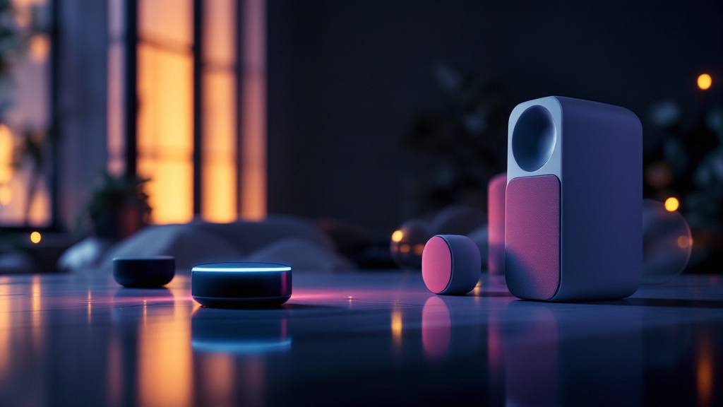 Smart speaker with privacy settings menu, highlighting simple privacy controls for personal cybersecurity protection