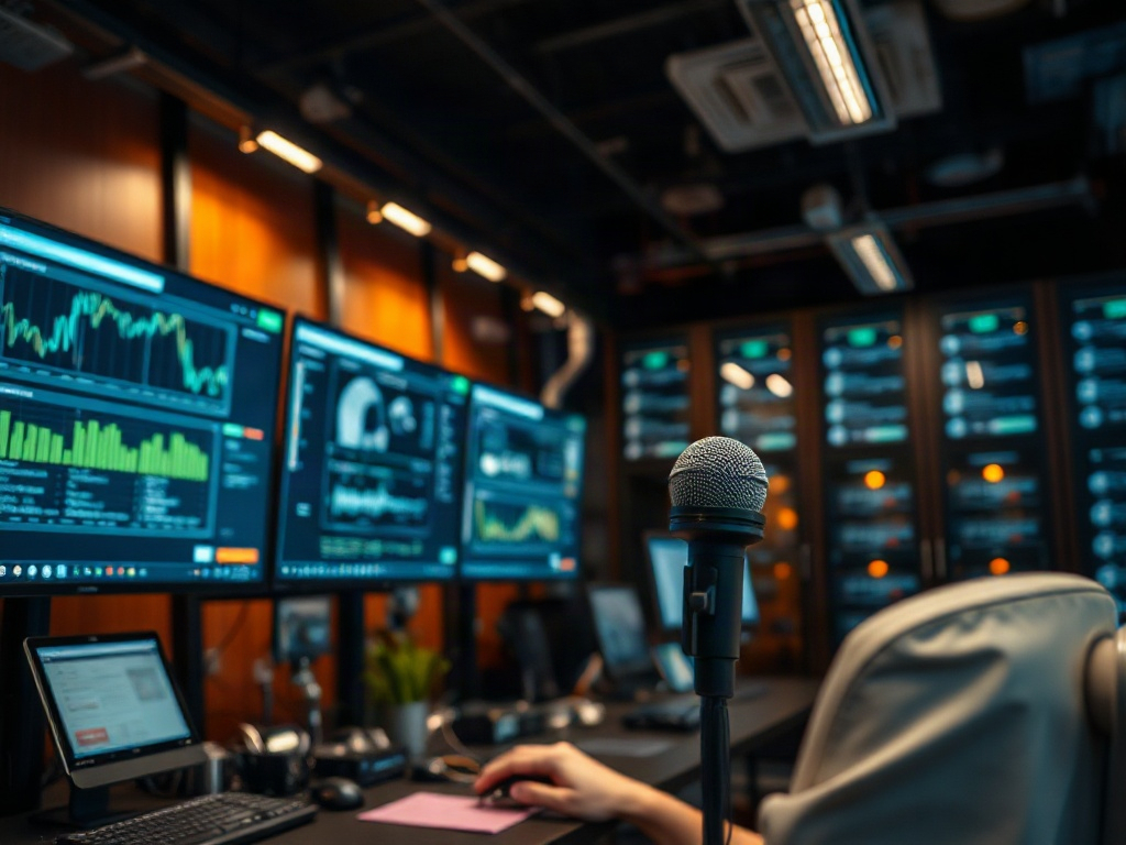 Illustration of stored voice data being analyzed for personal cybersecurity protection