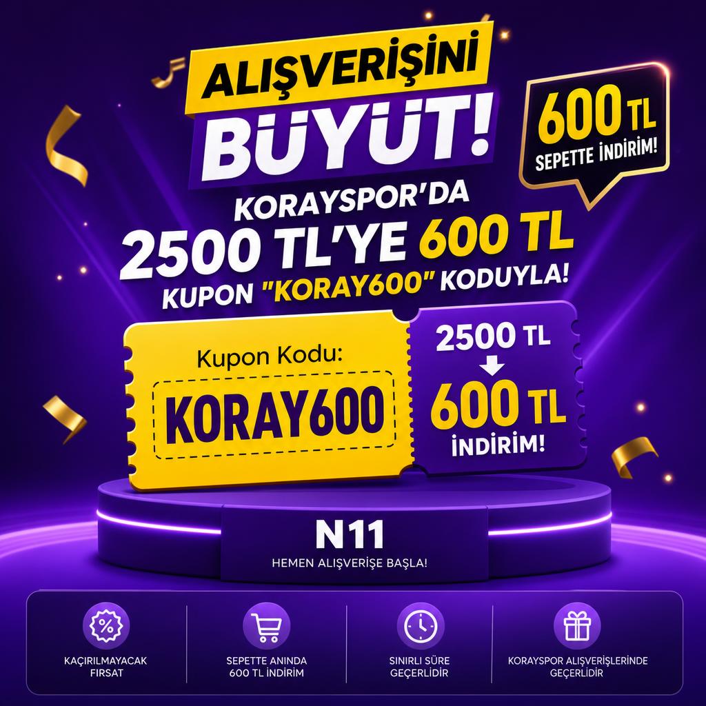 KORAYSPOR'DA 2500 TL'YE 600 TL KUPON "KORAY600" KODUYLA! 